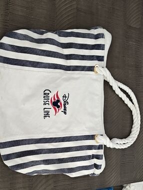 Disney Cruise Line Striped Canvas Tote - White & Navy